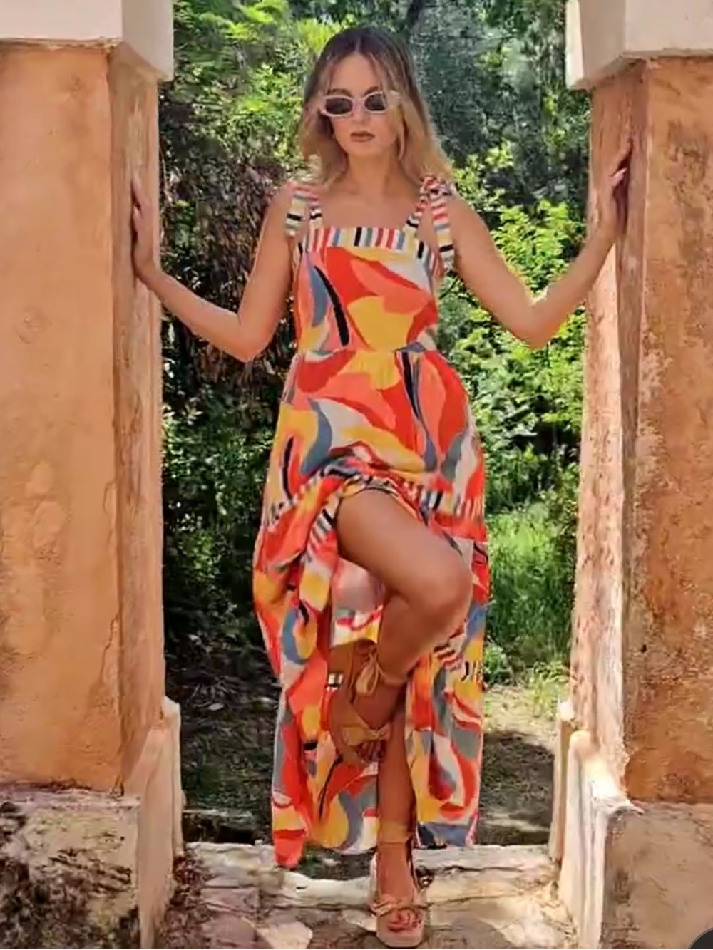 AlvaQ Women's Sleeveless Floral Print Maxi Dress